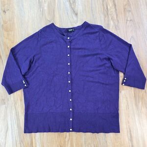 💇‍♀️Premise Studio Purple Buttoned Front 3/4 Sleeve Sweater Size 2XL